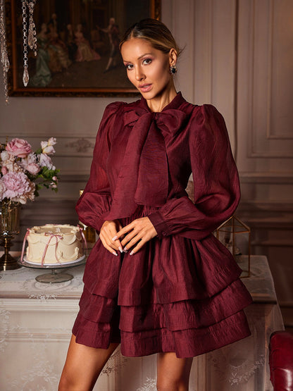 Rosstef Mini Bow Ruffle Elbise