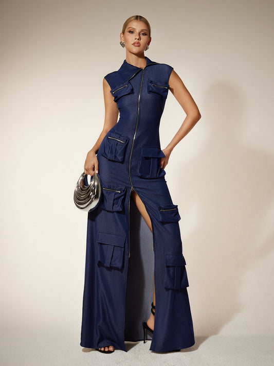 Rosstef Zipper Utility Pocket Maxi Giyin