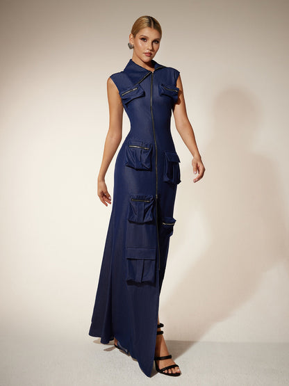 Ekewaka Zipper Utility Pocket Maxi Dress