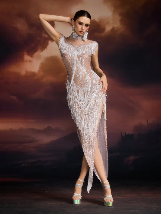 Rosstef Rhinestone Split Giyin