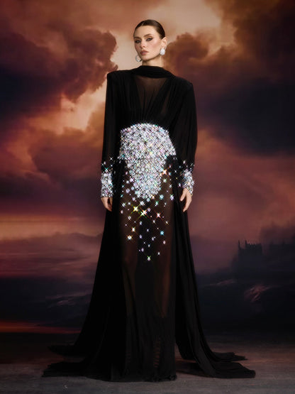 Emblyn Crystal Mesh Maxi Dress