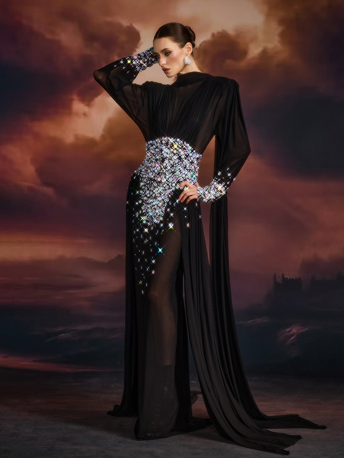 Emblyn Crystal Mesh Maxi Dress