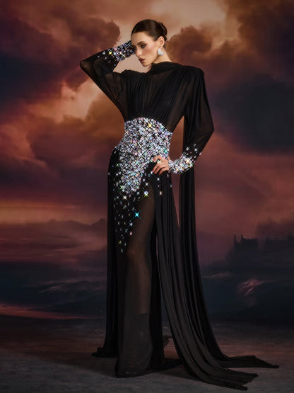 Emblyn Crystal Mesh Maxi Dress