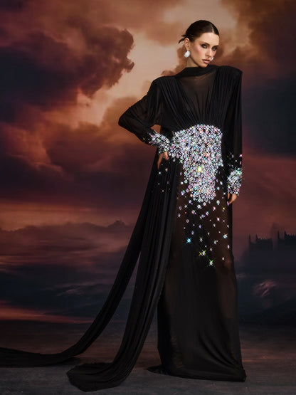 Emblyn Crystal Mesh Maxi Dress
