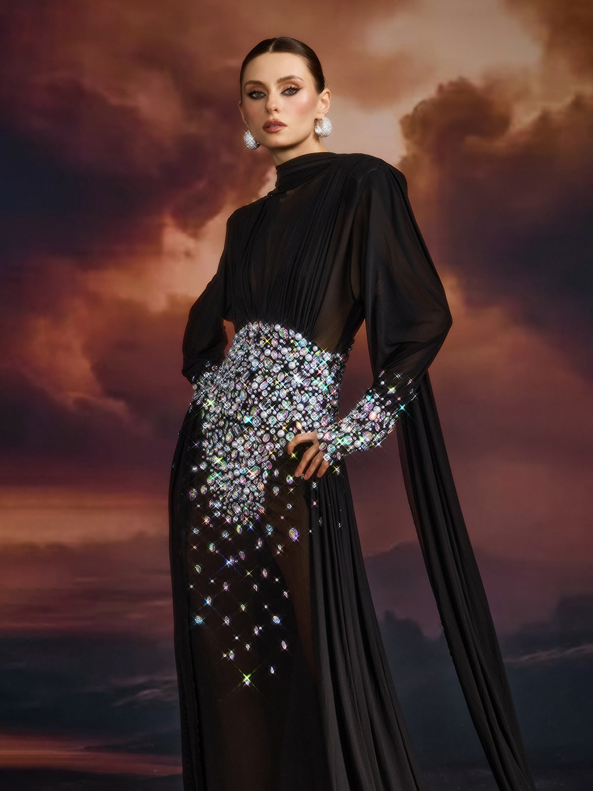 Emblyn Crystal Mesh Maxi Dress