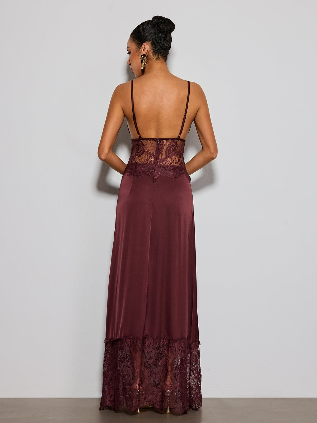 Erastes Spaghetti Lace Maxi Dress In Coffee