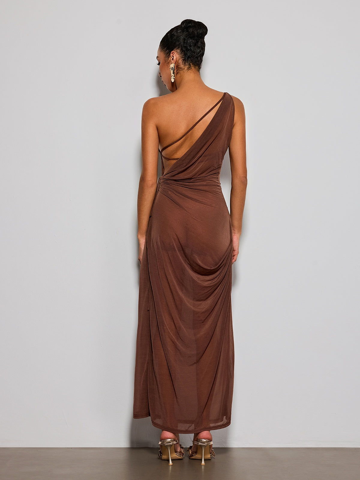 Erela One Shoulder Ruched Maxi Dress