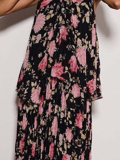 Erma Halterneck Floral Printed Maxi Dress