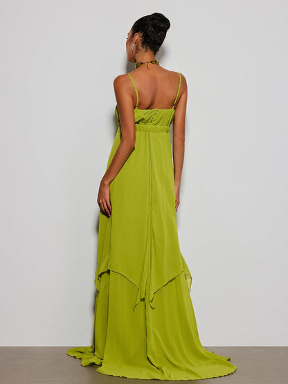 Escobar Spaghetti Pleated Maxi Dress