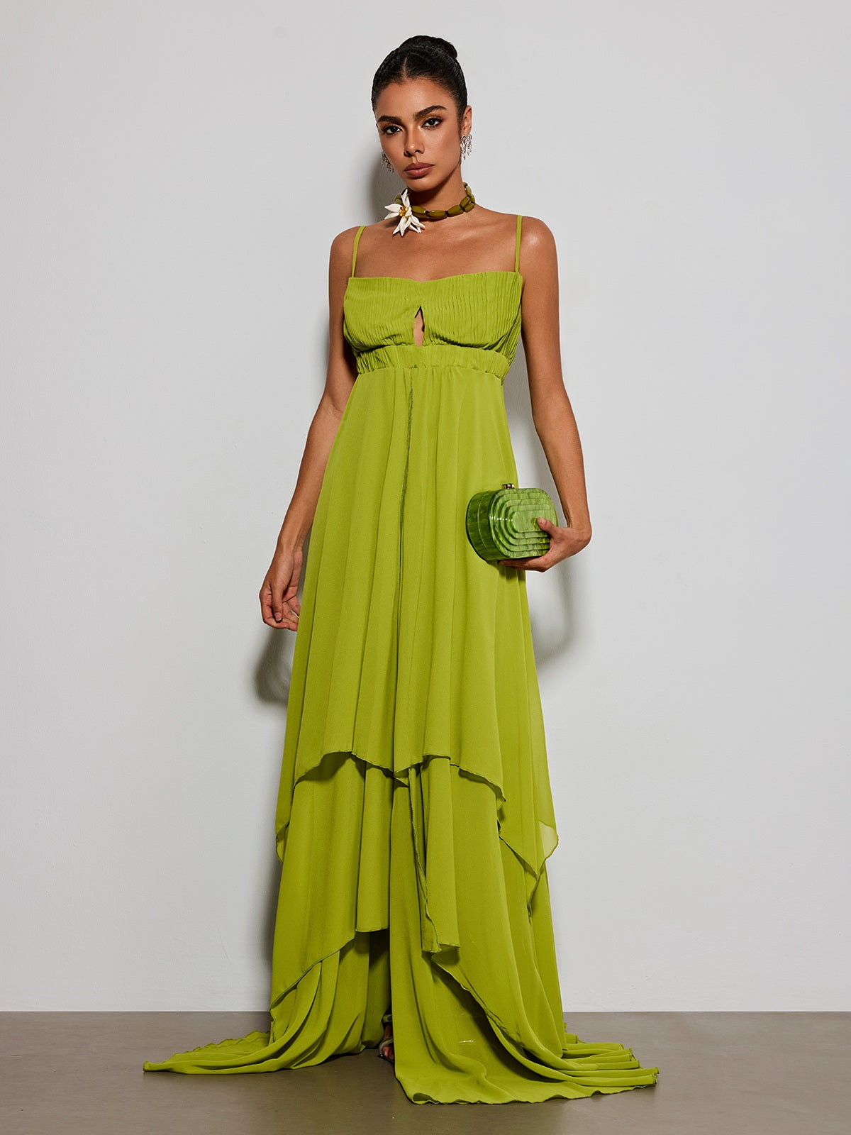 Escobar Spaghetti Pleated Maxi Dress