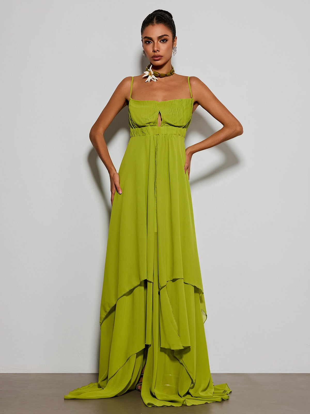 Escobar Spaghetti Pleated Maxi Dress