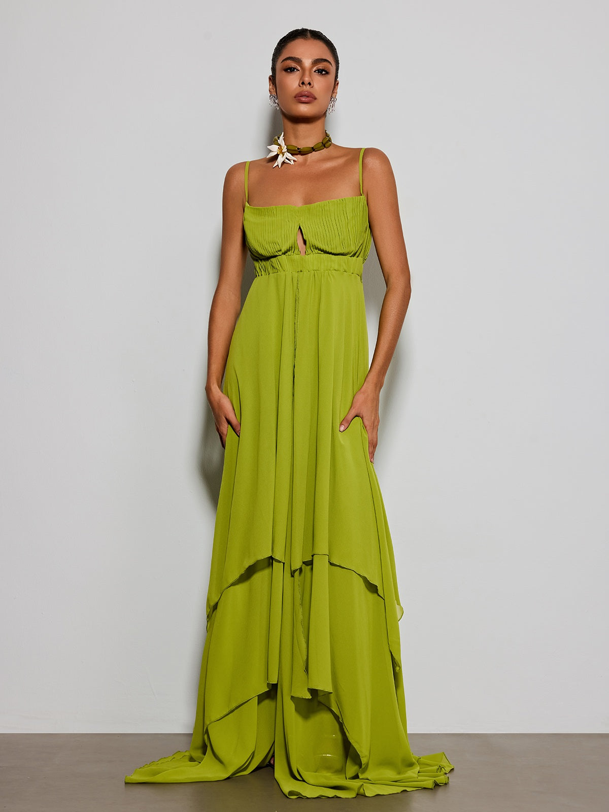 Escobar Spaghetti Pleated Maxi Dress