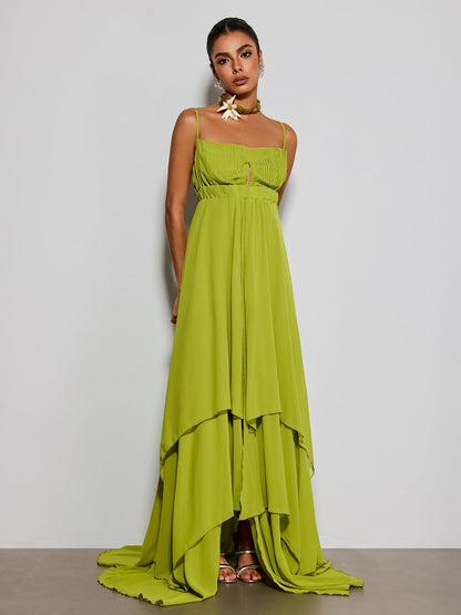 Escobar Spaghetti Pleated Maxi Dress