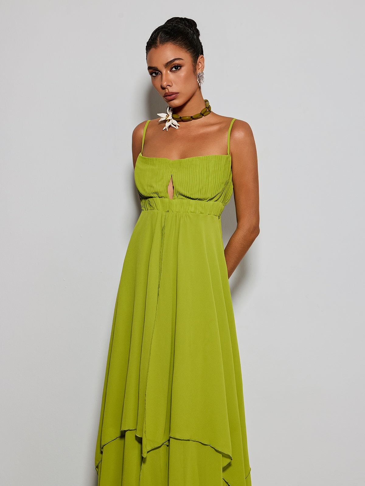 Escobar Spaghetti Pleated Maxi Dress