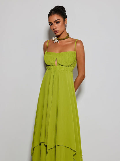 Escobar Spaghetti Pleated Maxi Dress