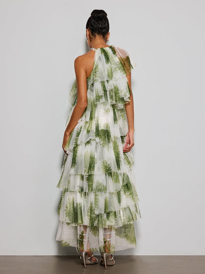 Esmerie Tulle Tiered Printed Maxi Dress