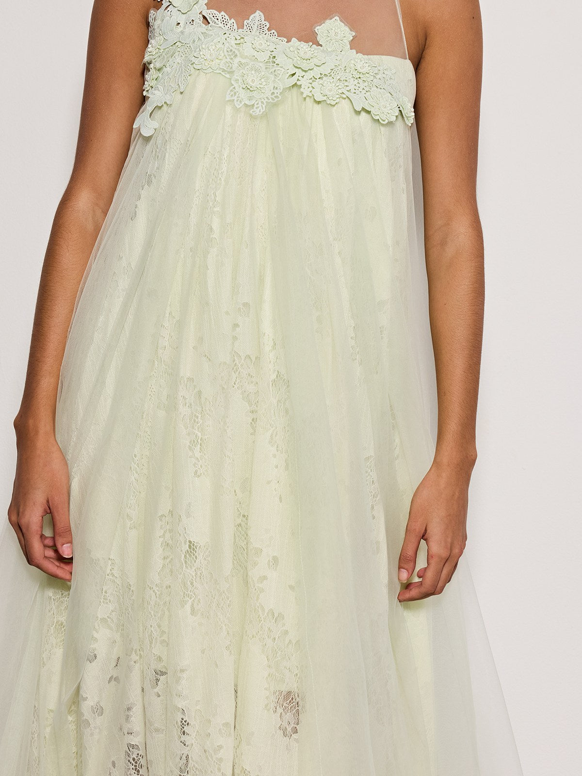 Esnavi Sleeveless Flower Mesh Maxi Dress