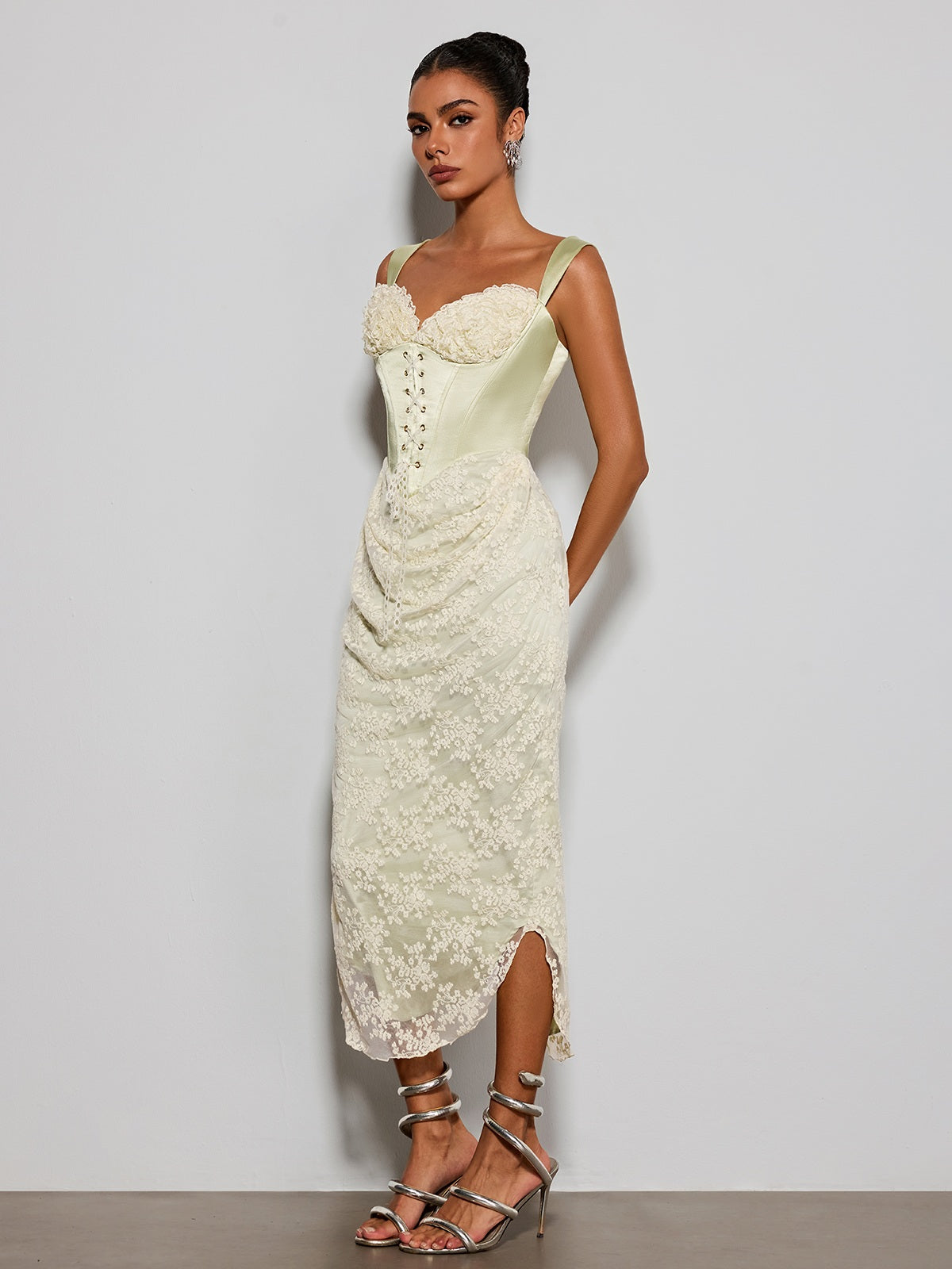 Rosstef Lace Satin Midi Gown