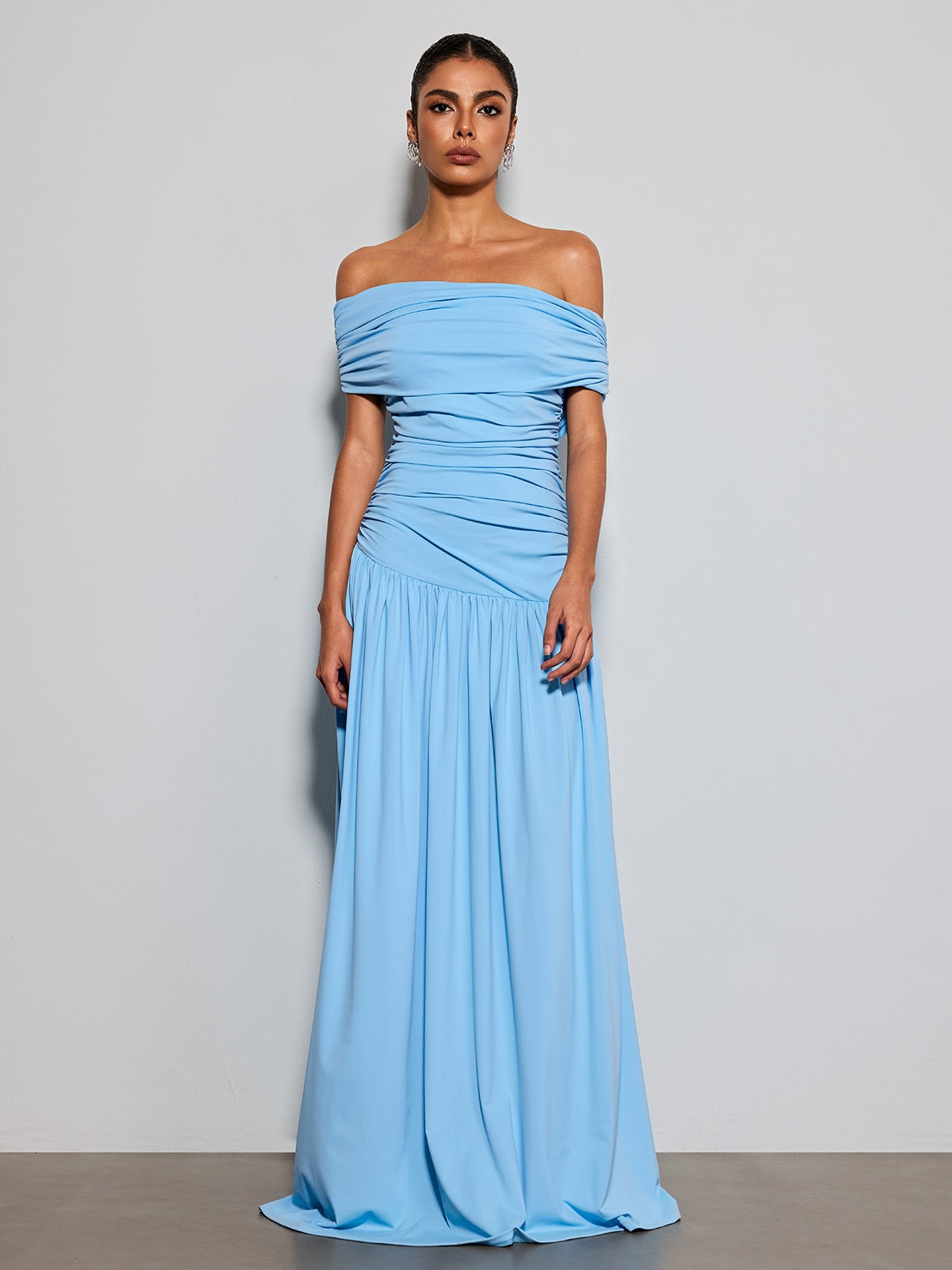 Etsuko Off Shoulder Ruched Maxi Dress