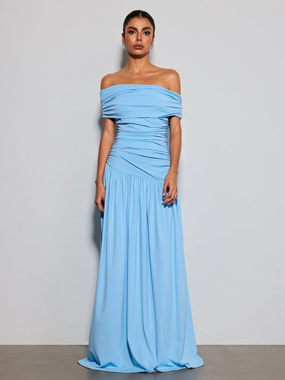 Etsuko Off Shoulder Ruched Maxi Dress