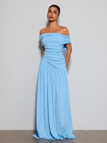 Etsuko Off Shoulder Ruched Maxi Dress