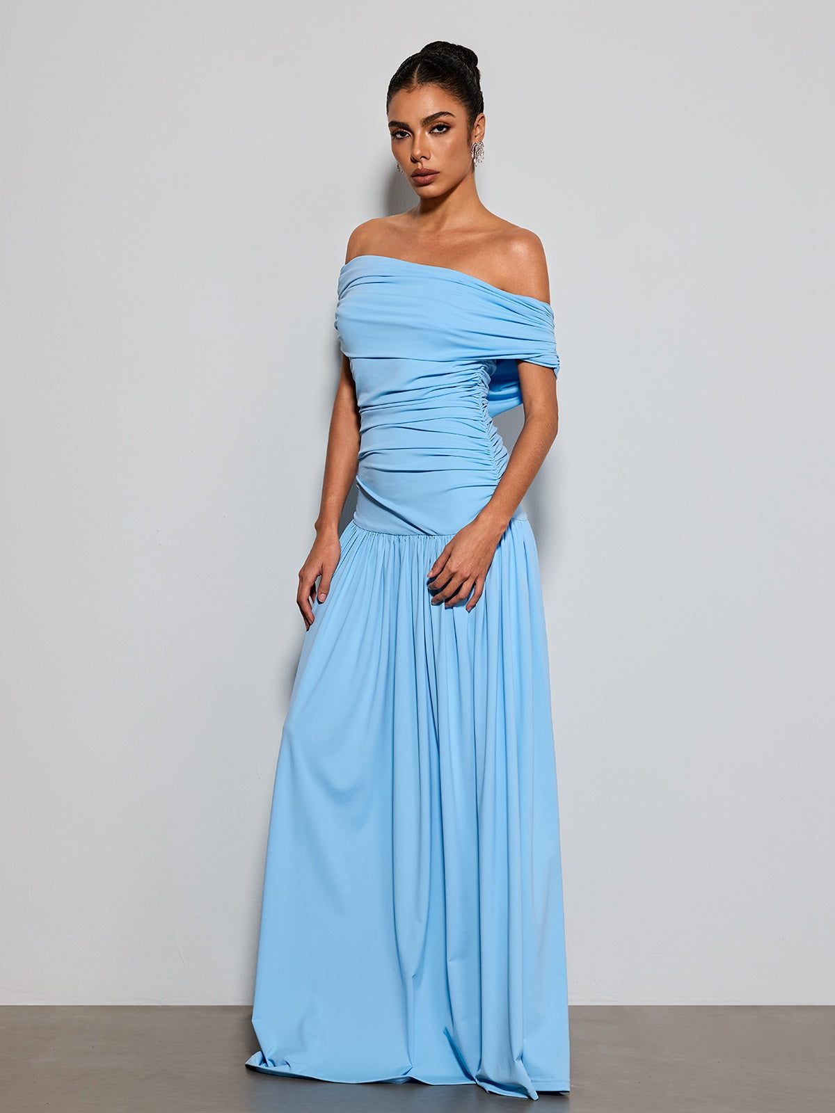 Etsuko Off Shoulder Ruched Maxi Dress