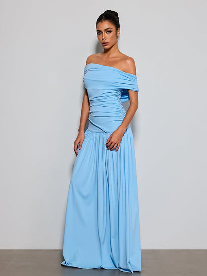 Etsuko Off Shoulder Ruched Maxi Dress
