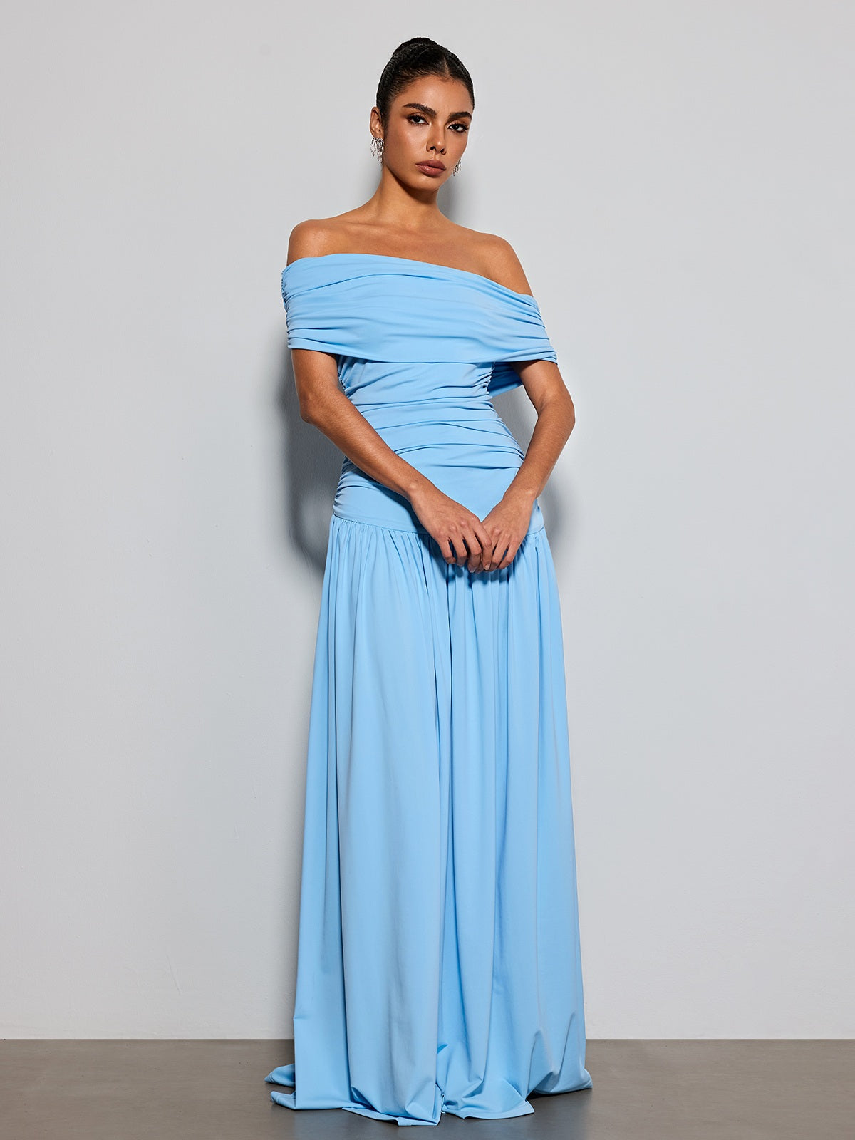 Etsuko Off Shoulder Ruched Maxi Dress
