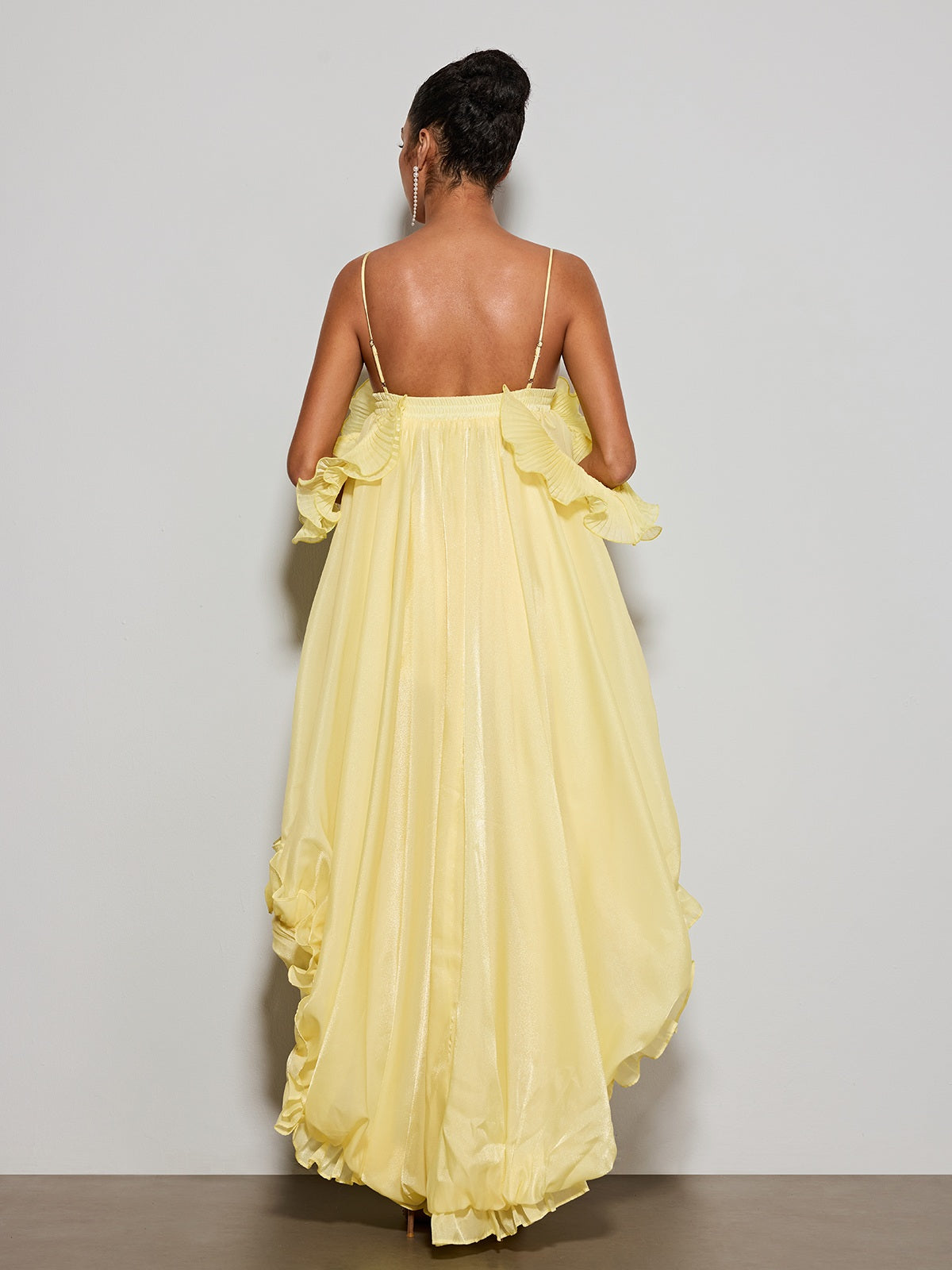 Euleta Spaghetti Ruffle Asymmetric Dress