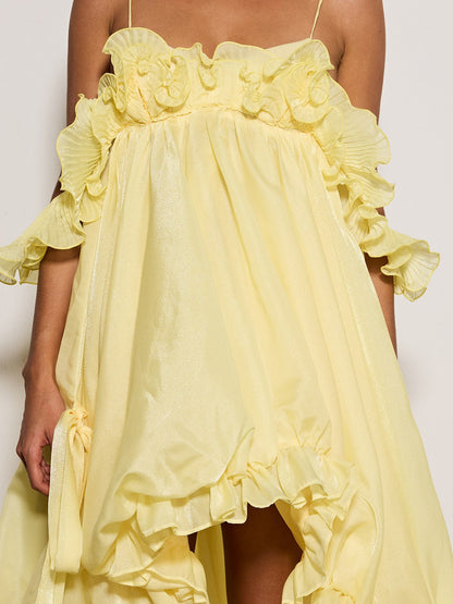 Euleta Spaghetti Ruffle Asymmetric Dress