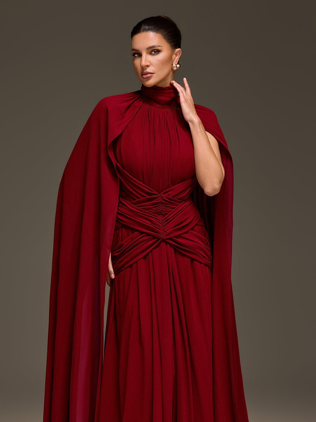Evarix Cape Sleeve Maxi Dress