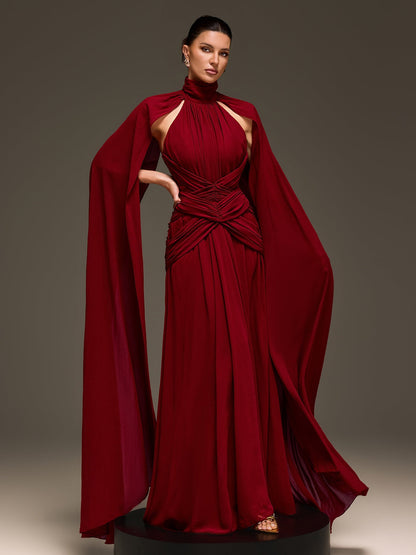 Evarix Cape Sleeve Maxi Dress