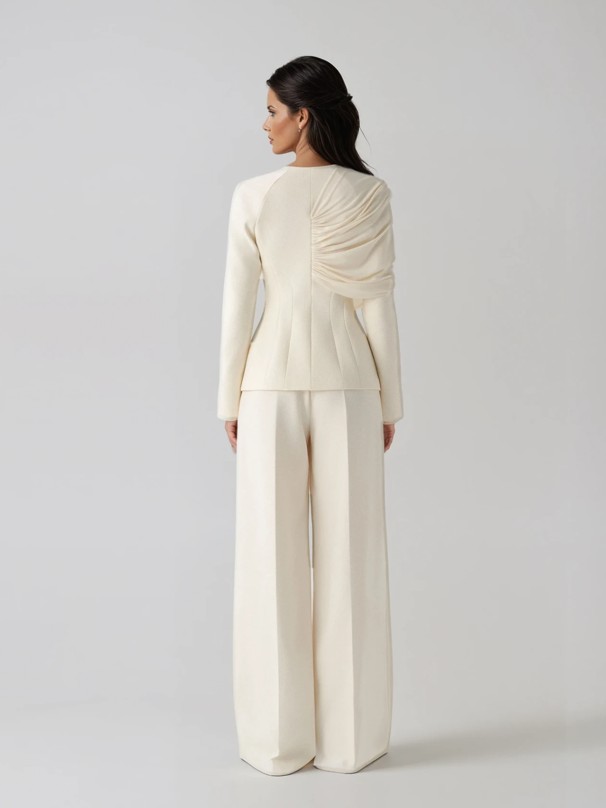 Evoran V Neck Ruched Blazer Set