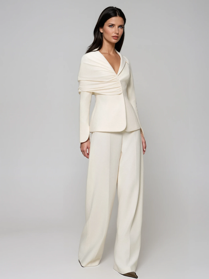 Evoran V Neck Ruched Blazer Set