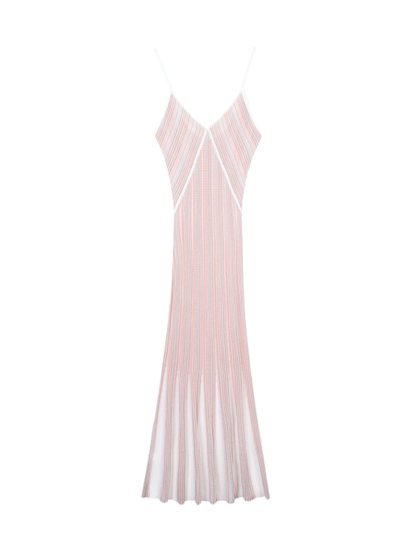 Rosstef V Neck Stripe Knit Midi Dress