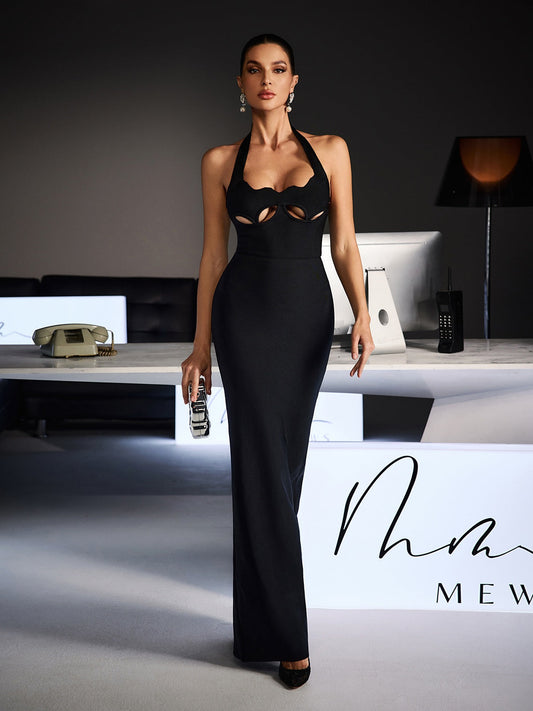 Rosstef Ferid Halterneck Cutout Bandage Maxi Dress