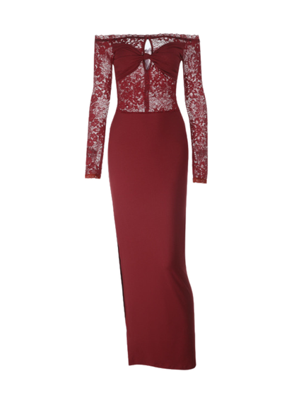 Filipp Off Shoulder Cutout Lace Maxi  Dress