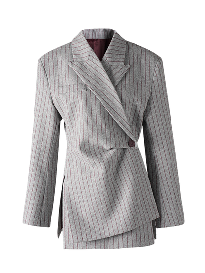 Firnara Folded Collar Stripe Blazer