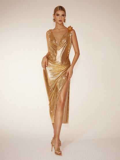 Rosstef Chainmail Split Midi Dress