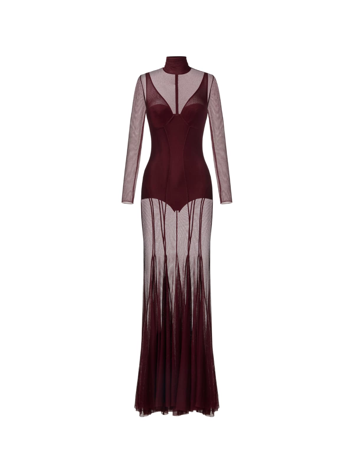 Fynorix High Neck Mesh Flared Dress Set