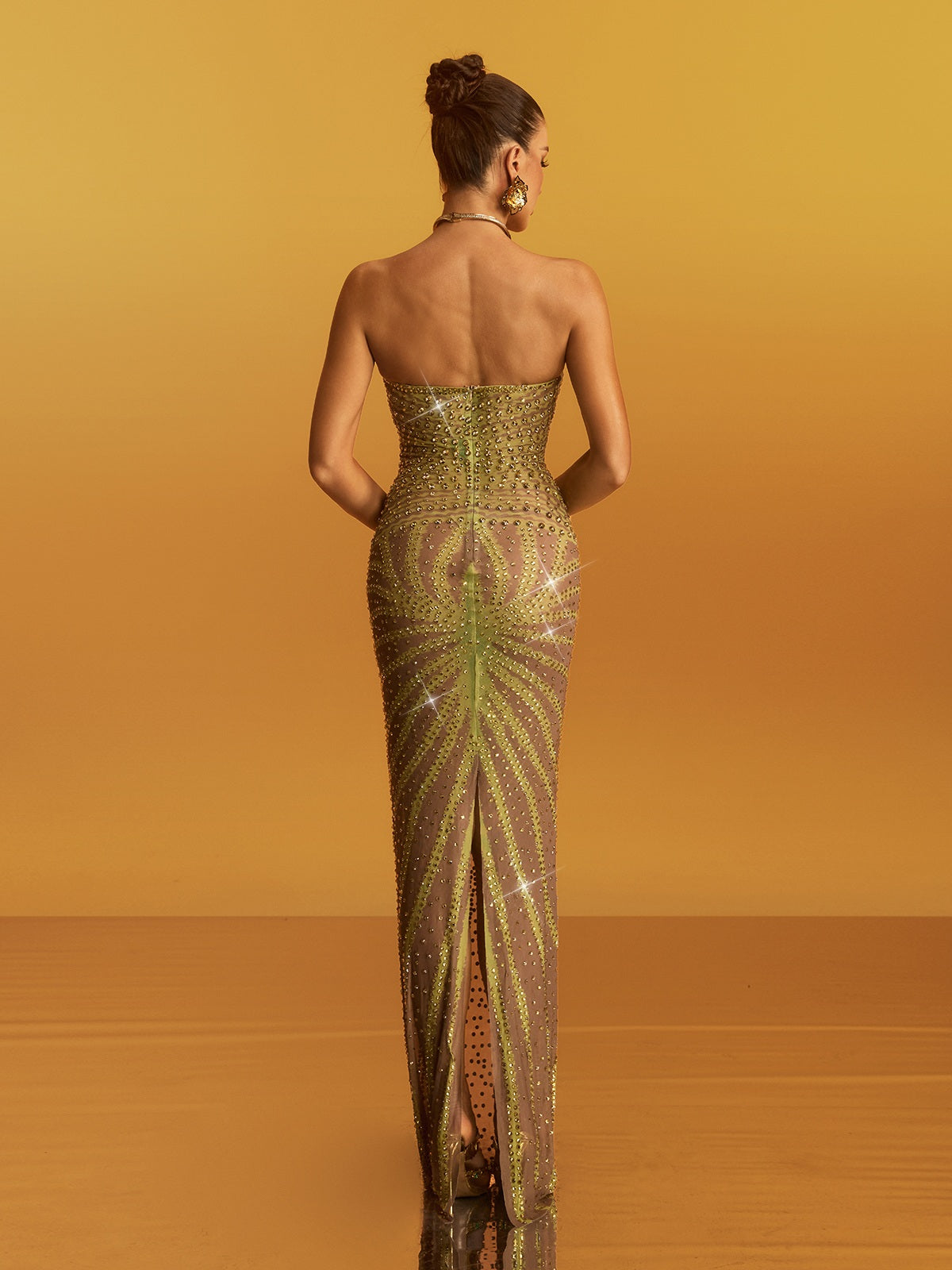 Gneissa Strapless Diamond Split Maxi Dress