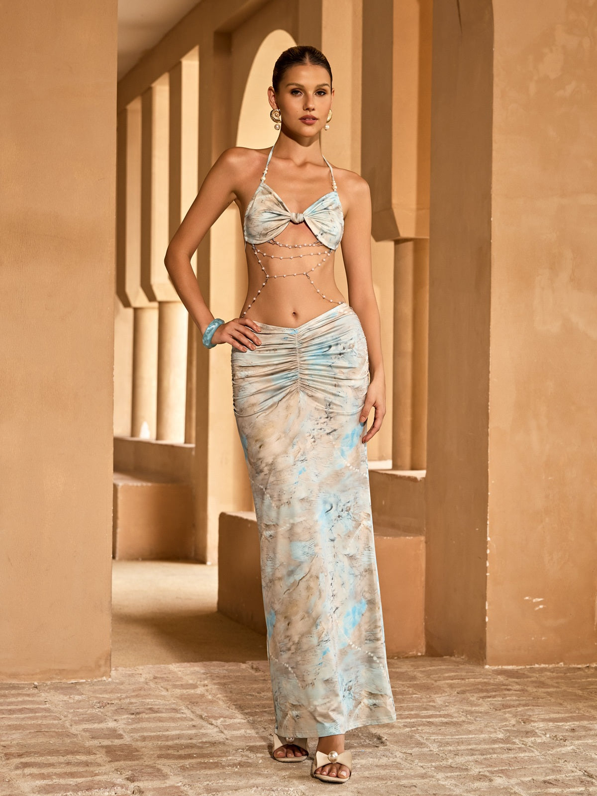 Rosstef Mint Blue Zincli Print Gümüşlu Çiftlik Giyisi