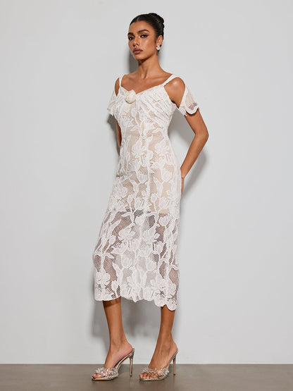 Rosstef Gravethic Flower Lace Cutout Midi Dress
