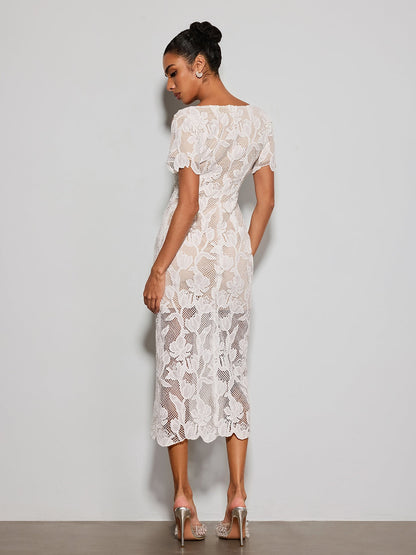 Rosstef Gravethic Flower Lace Cutout Midi Dress