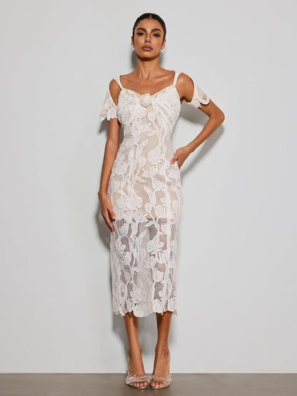 Rosstef Gravethic Flower Lace Cutout Midi Dress