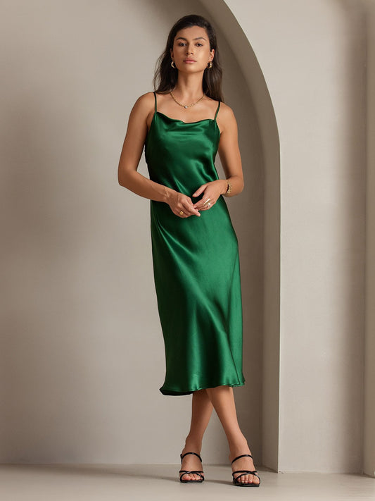 Rosstef Pure Silk Cowl Neck Midi Dress