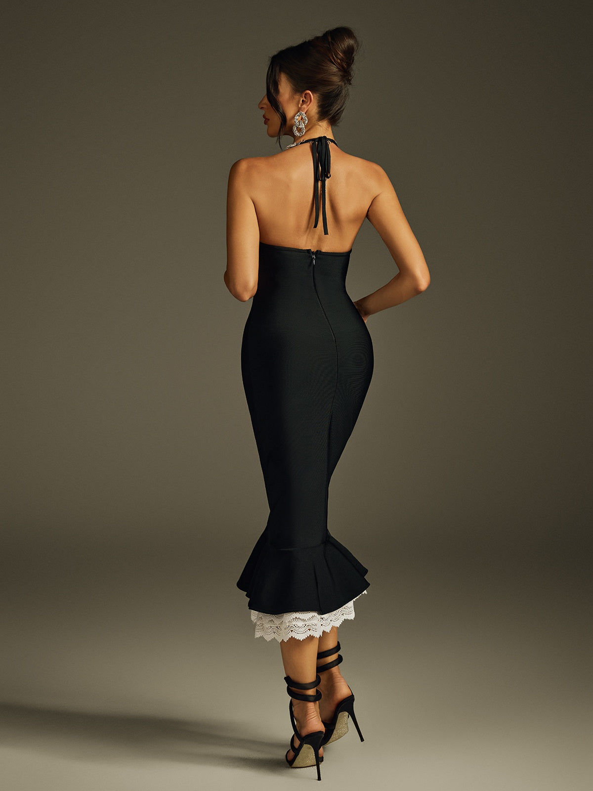 Rosstef Lace Mermaid Bandage Midi Dress