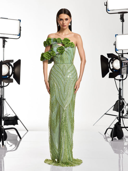 Rosstef Havro Flower Sequin Rhinestone Maxi Giyim