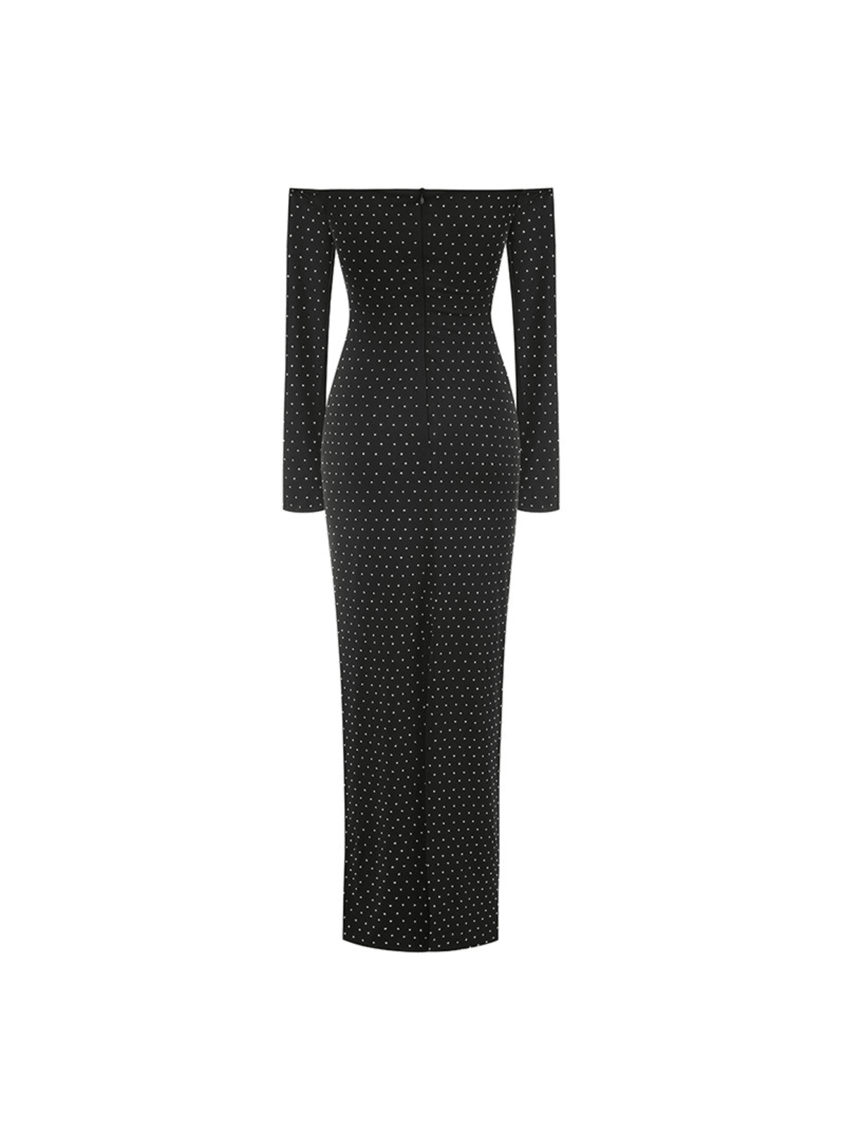 Hedwig Off Shoulder Rhinestone Cutout Maxi Dress