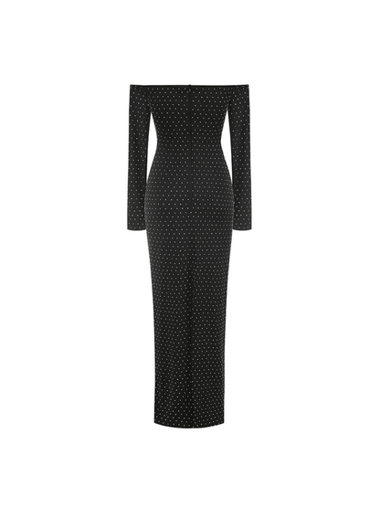 Hedwig Off Shoulder Rhinestone Cutout Maxi Dress